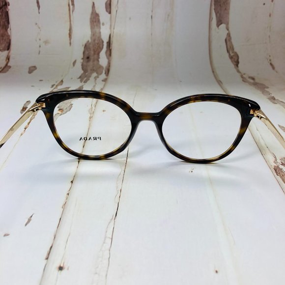 PRADA Oval Brown Tortoise & Gold Eyeglasses Glasses Frames NWOT - Picture 4 of 12